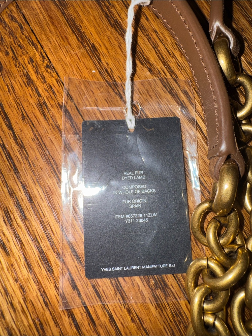 New Saint Laurent Le Pochon Genuine Shearling Trim Shoulder Bag - Picture 5 of 9